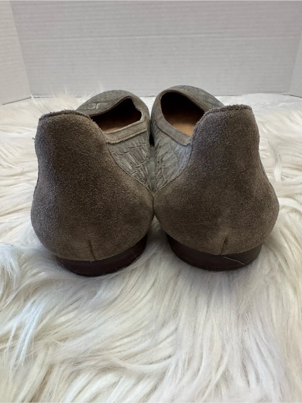 Sofft 10M Maretto Gray Croc Embossed Leather Ballet Flat Comfort Shoe Feminine